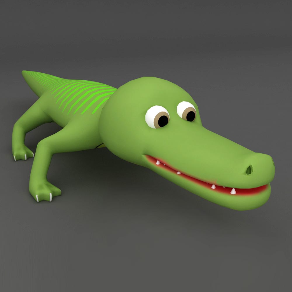 Crocodile cartoon rigged 3d model