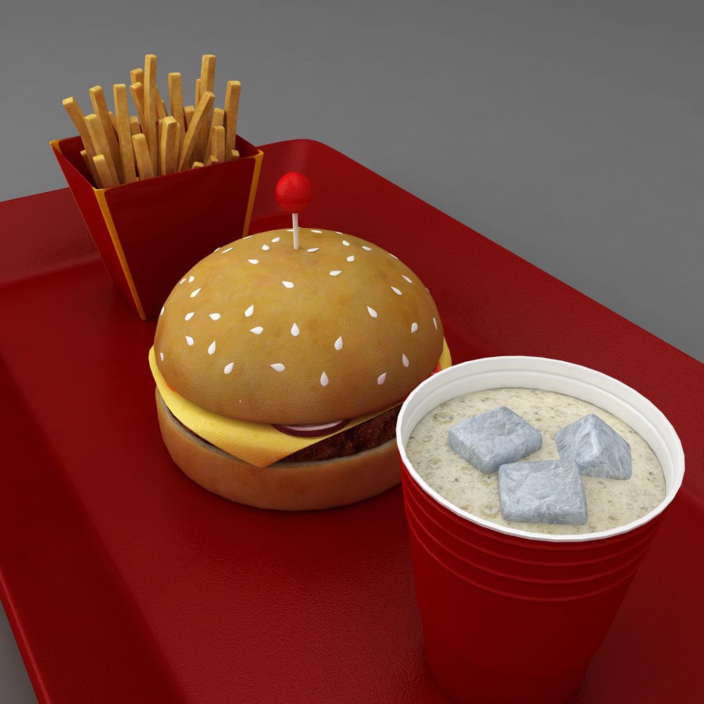 Burger fries cold drink 3D model