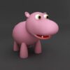 Hippo rigged cartoon 3d model