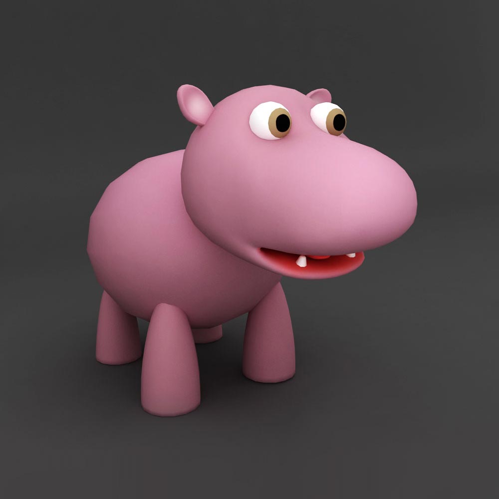 Hippo rigged cartoon 3d model