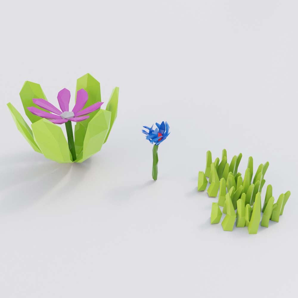Lowpoly cartoon flower 3d model