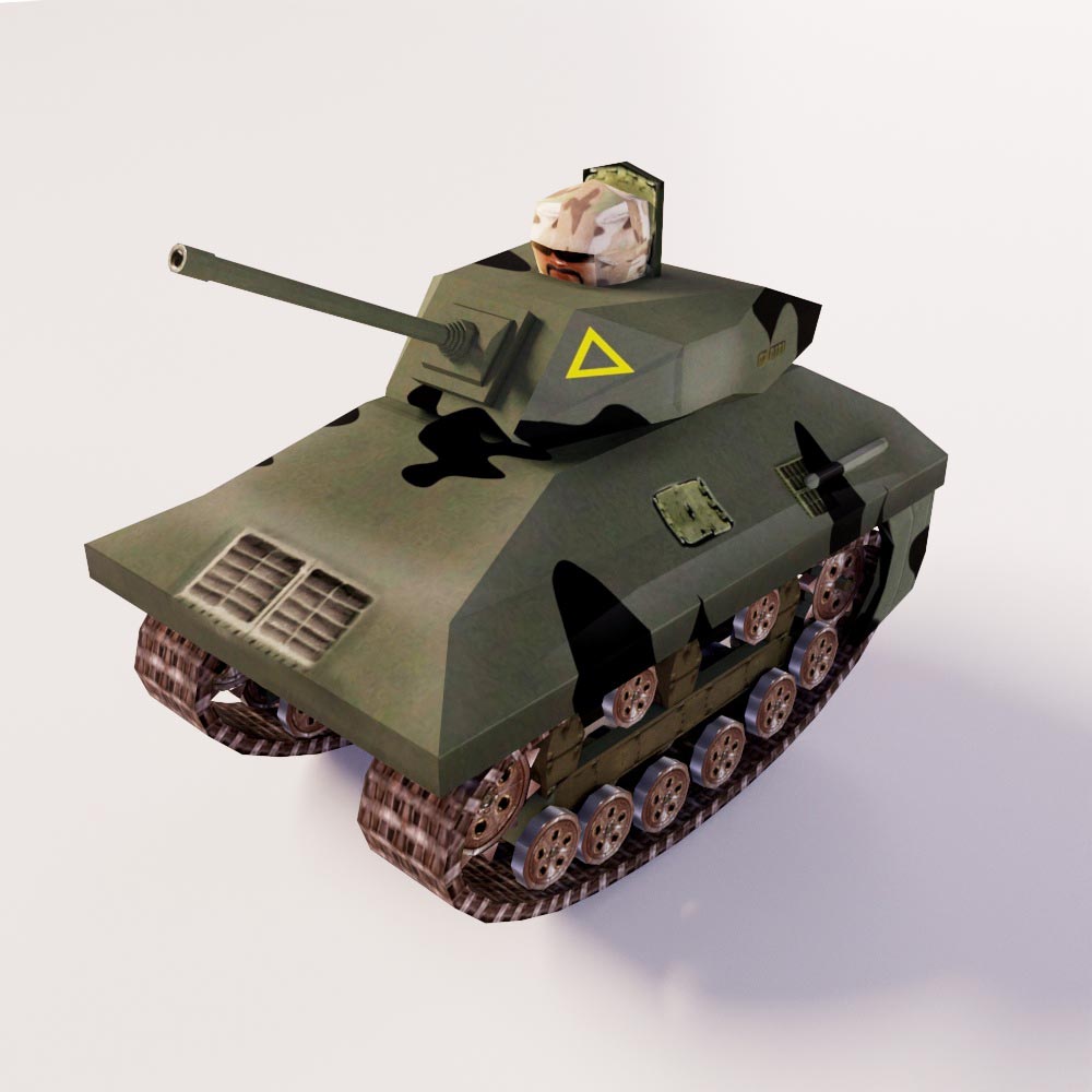 Tank animated cartoon 3d model