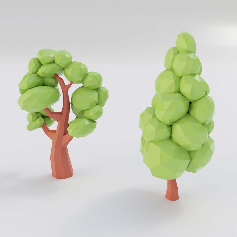 Cartoon trees 3d model