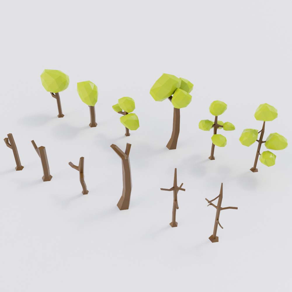 Lowpoly 3d trees pack