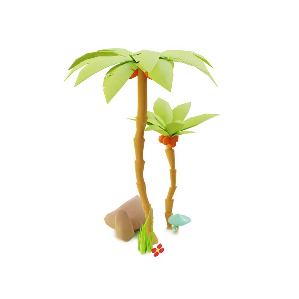 Coconut tree cartoon 3d model