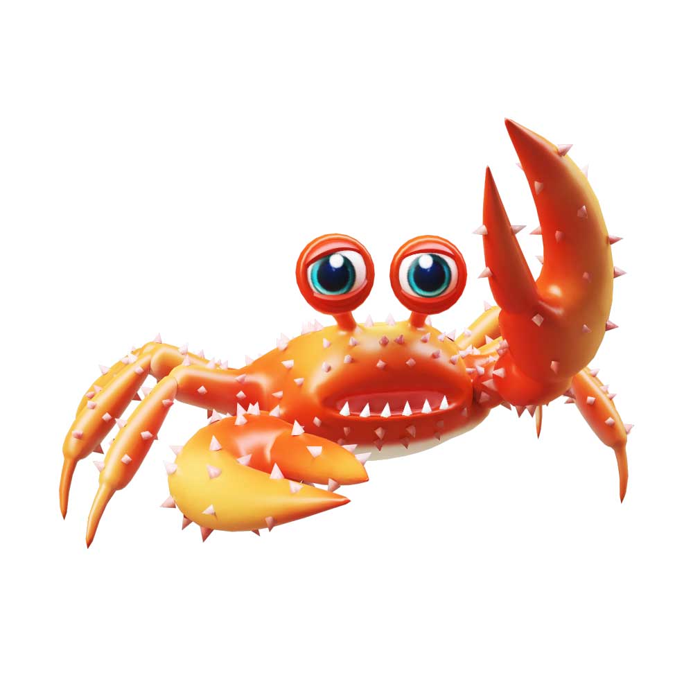 Red king crab animated cartoon 3d model