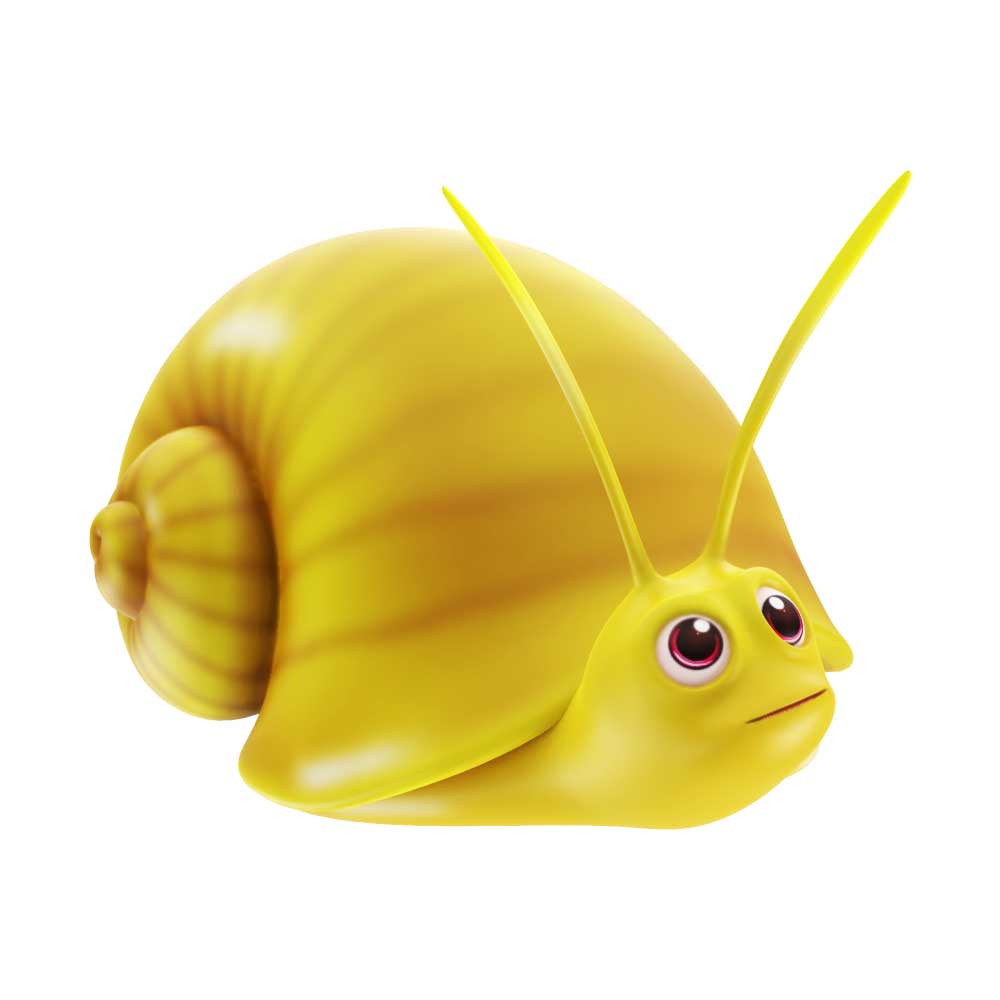 Golden apple snail animated lowpoly 3d model