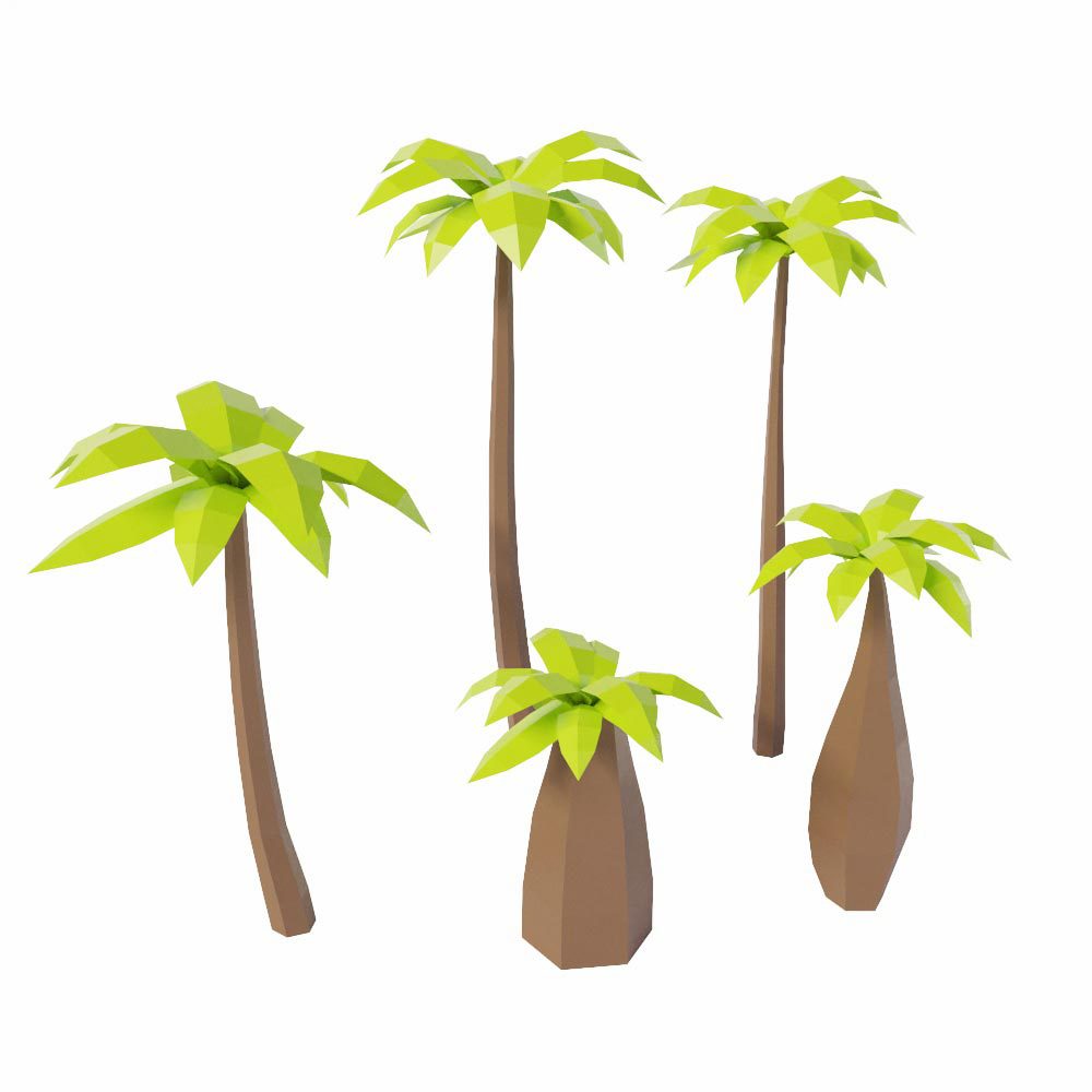 Beach trees lowpoly 3d model