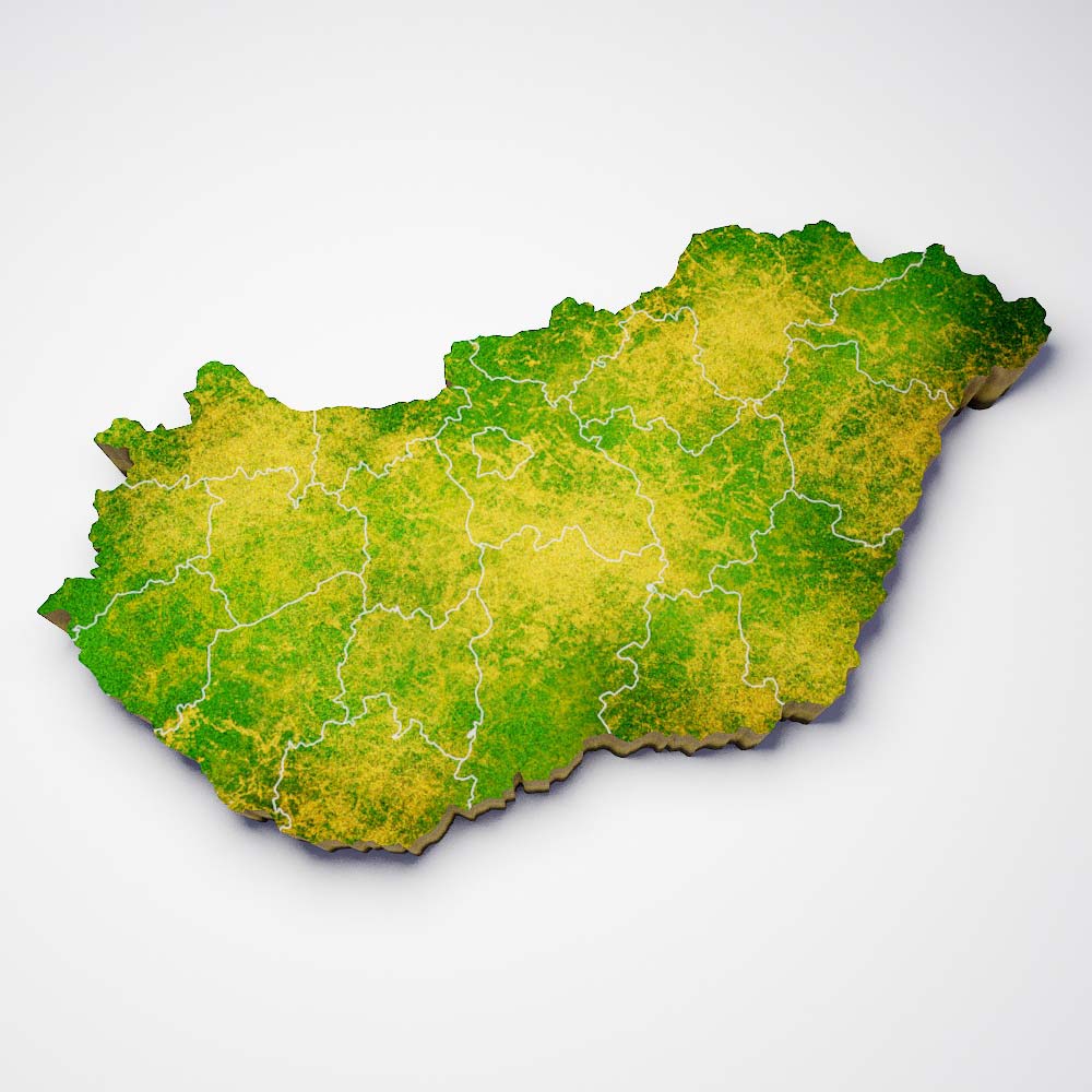 Hungary country map 3d model