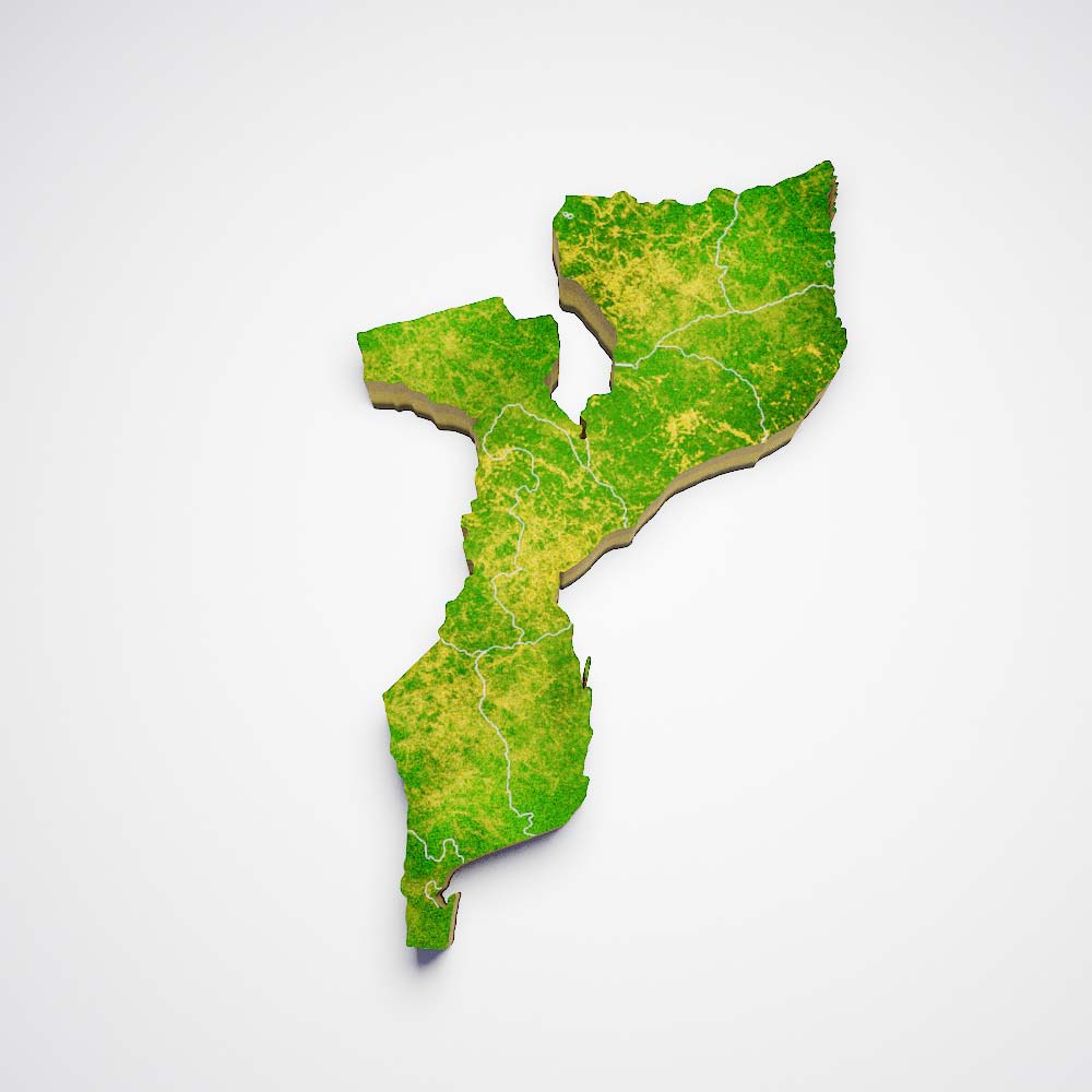 Mozambique country map 3d model