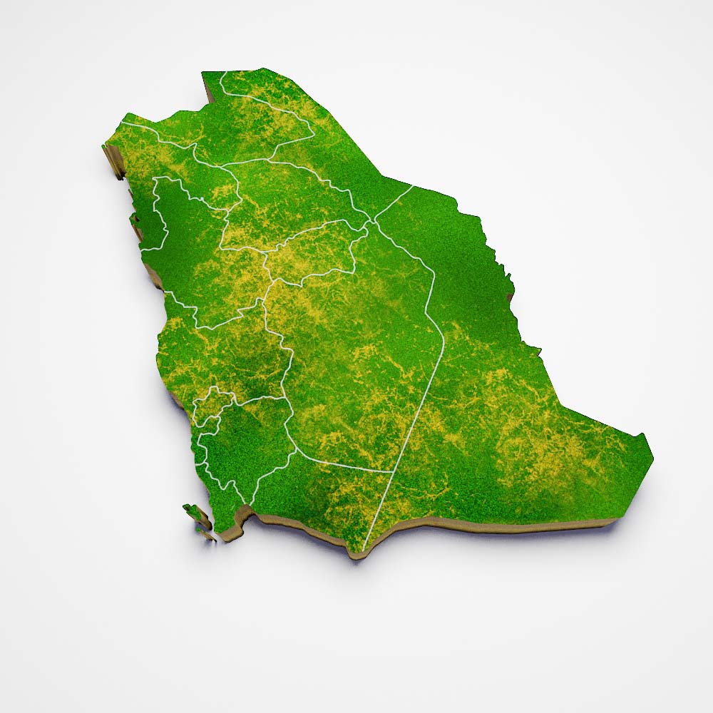 Saudi Arabia country map 3d model