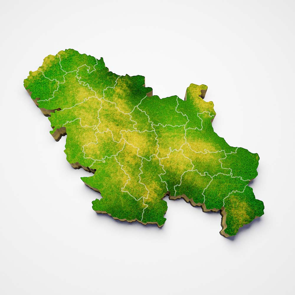 Serbia country map 3d model