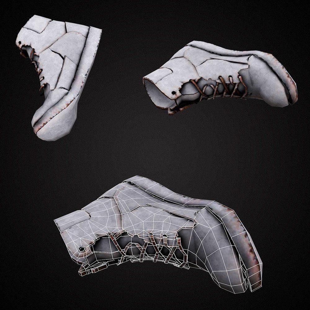 Grungy dirty old shoe 3d model