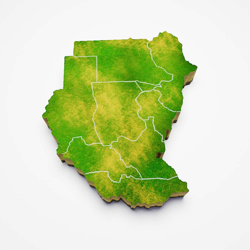 Sudan country map 3d model