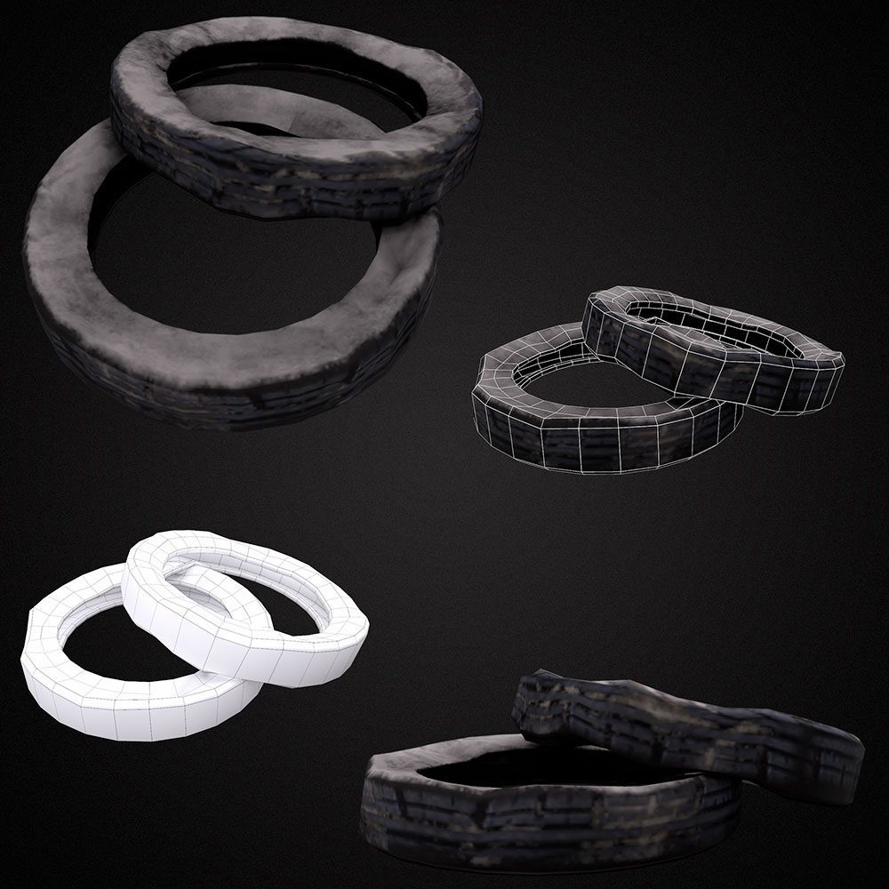 Grungy dirty old tire 3d model