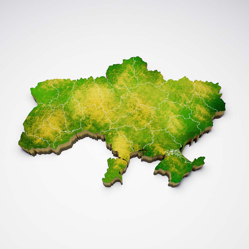 Ukraine country map 3d model