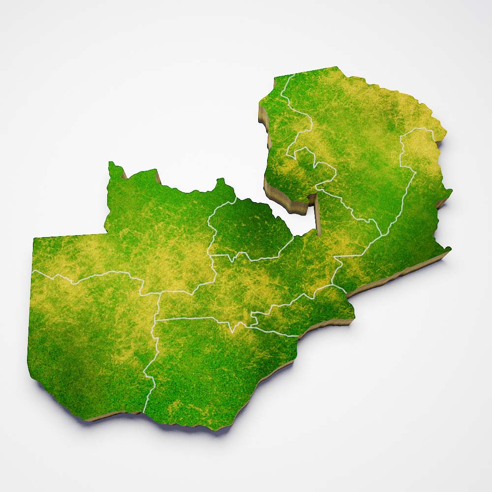 Zambia country map 3d model