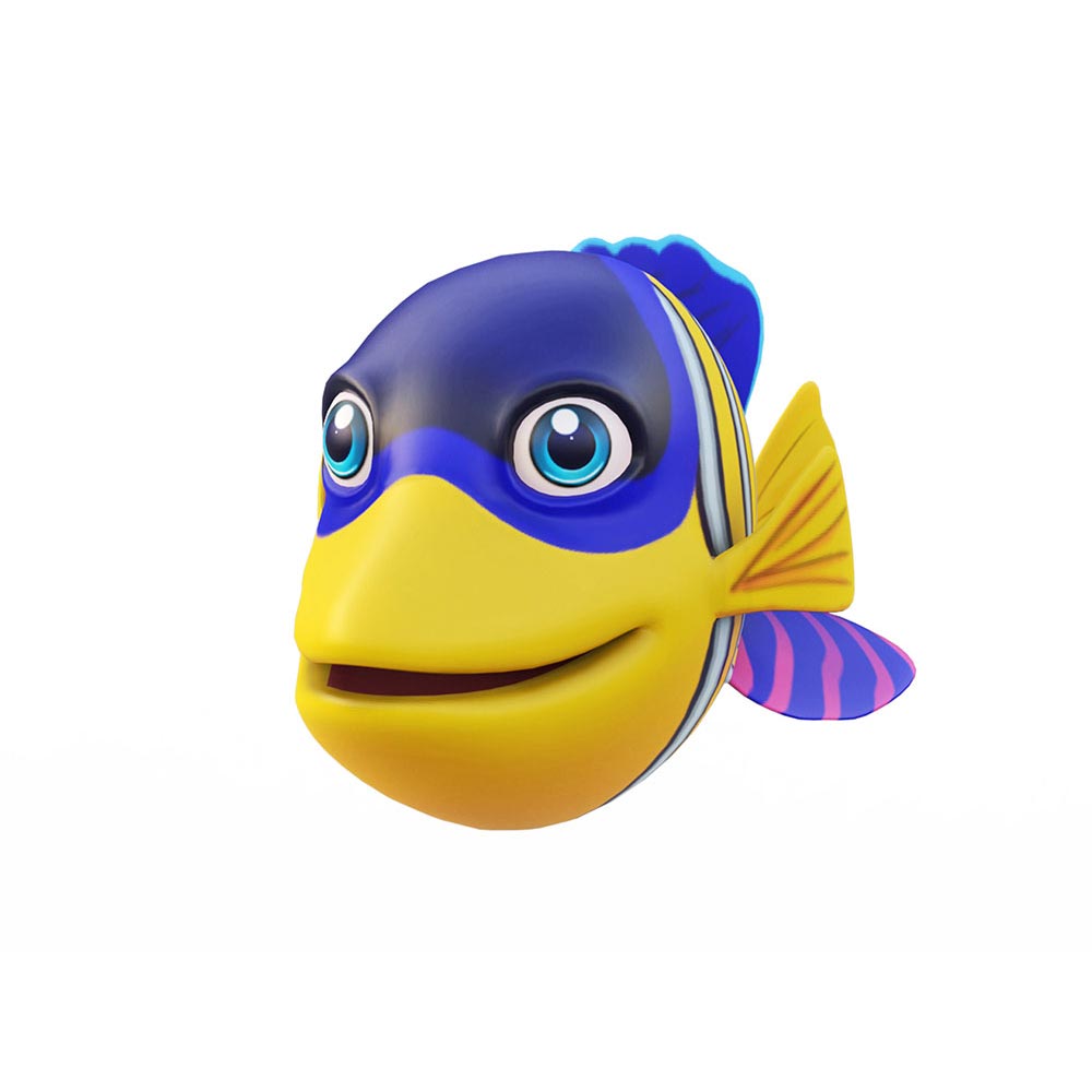 Angel fish cartoon animated 3d model