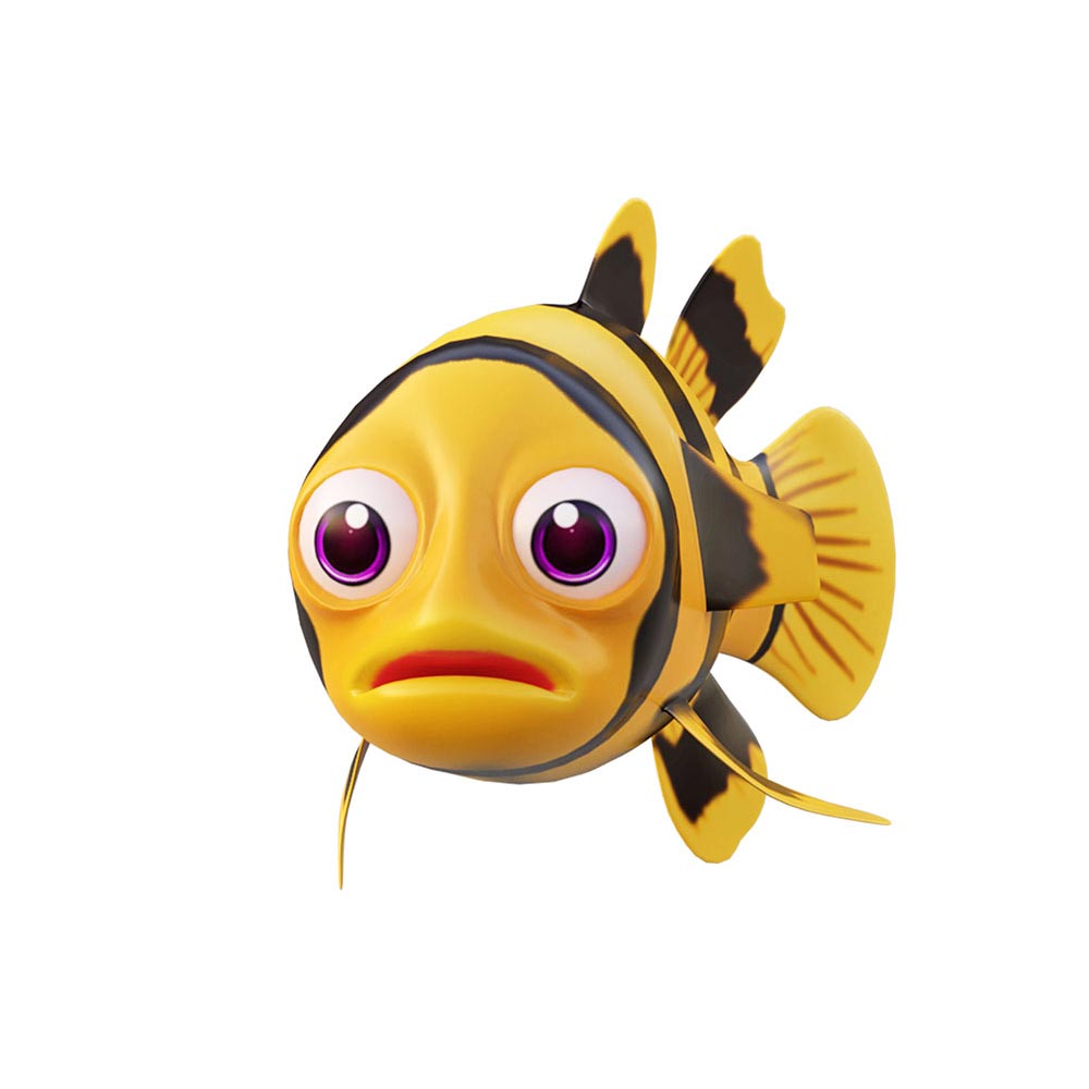 Bumblebee goby fish cartoon animated 3d model