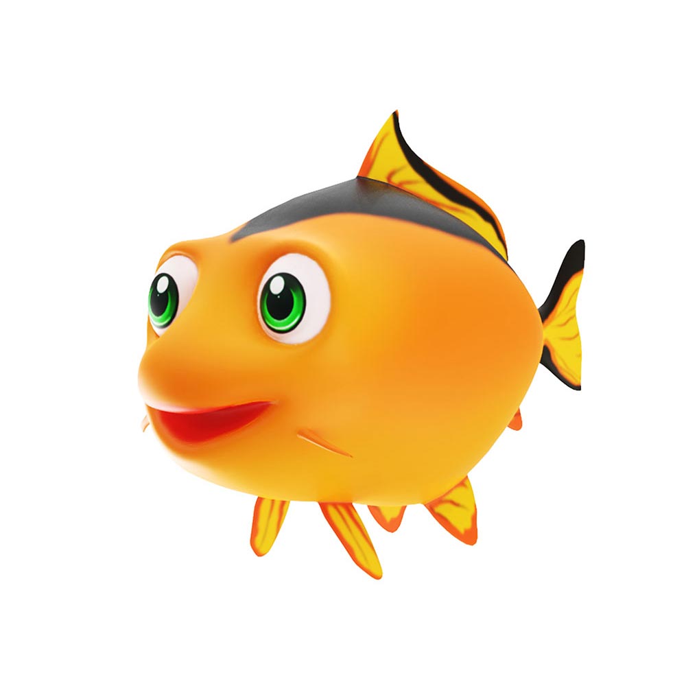 Common carp fish cartoon animated 3d model