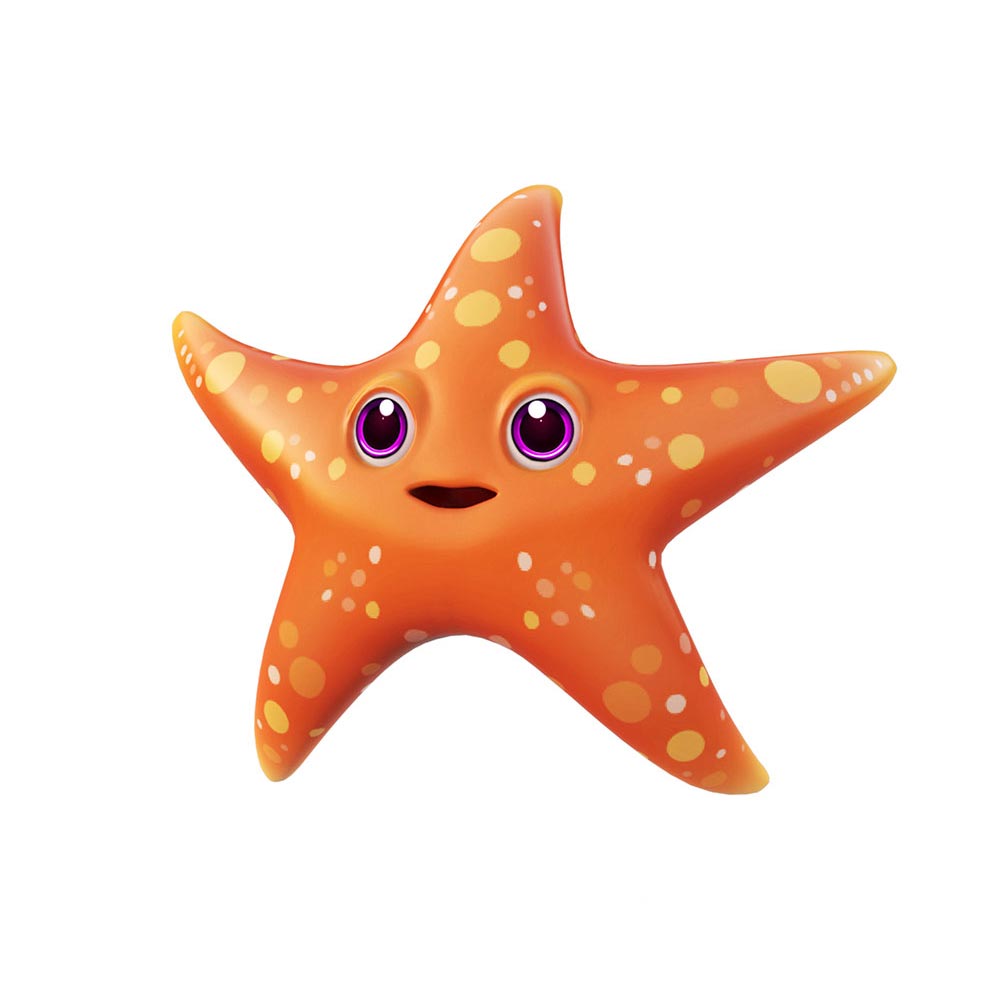 Star fish cartoon animated 3d model
