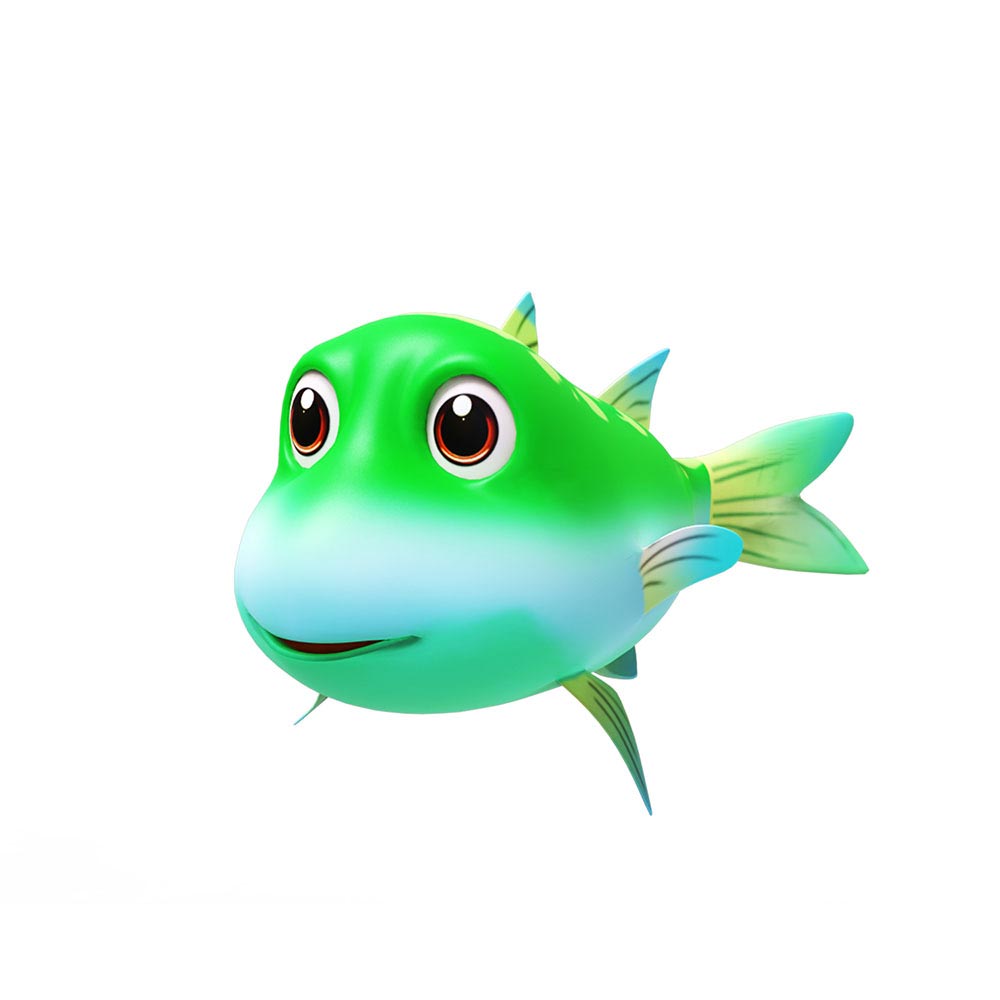 Greenback mullet fish cartoon animated 3d model