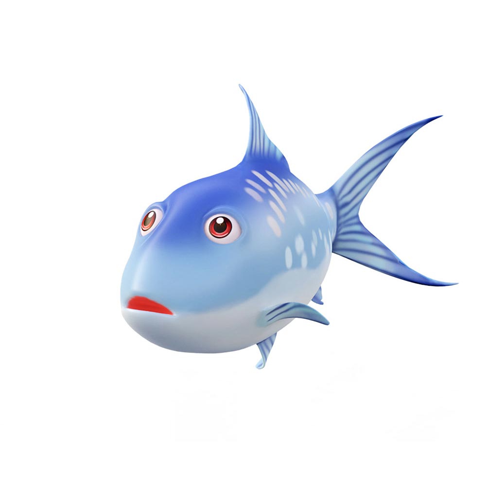 Milkfish Chanidae fish cartoon animated 3d model