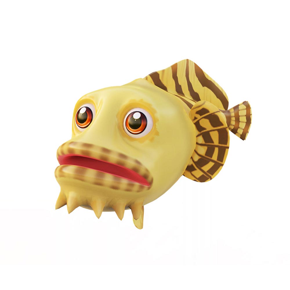 Oyster toad fish cartoon animated 3d model