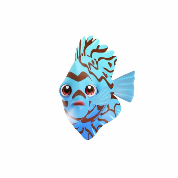 Blue Discus fish animated 3d model
