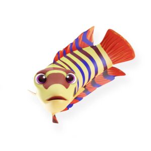 Ornate Climbing Perch fish cartoon 3d model