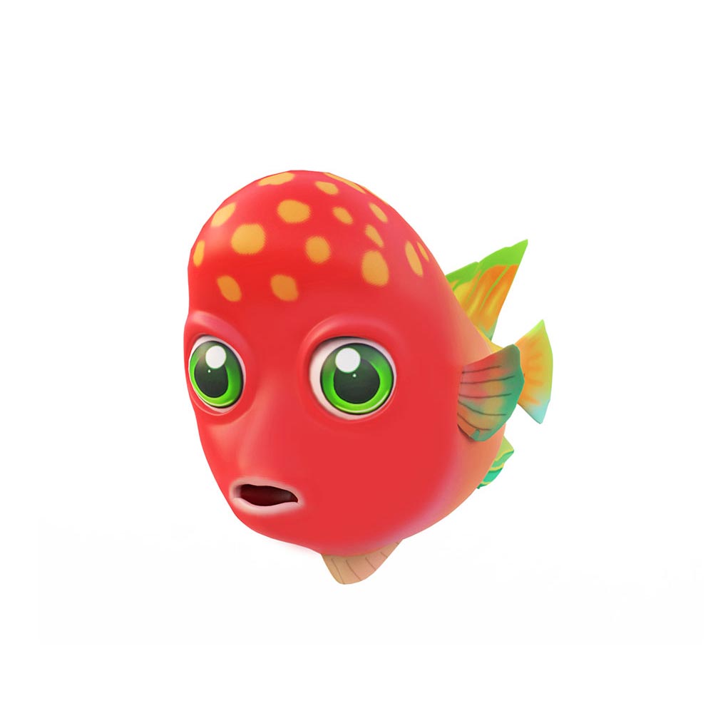 Redhead Cichlid Fish cartoon animated 3d model