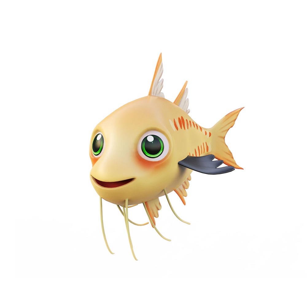 Threadfin fish cartoon 3d model