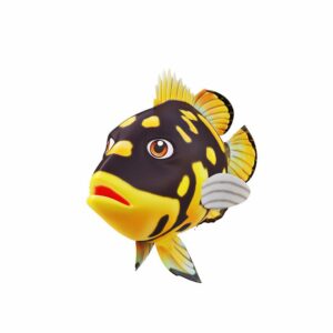 Tripletail fish cartoon animated 3d model
