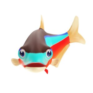 Cardinal Tetra fish cartoon lowpoly 3d model