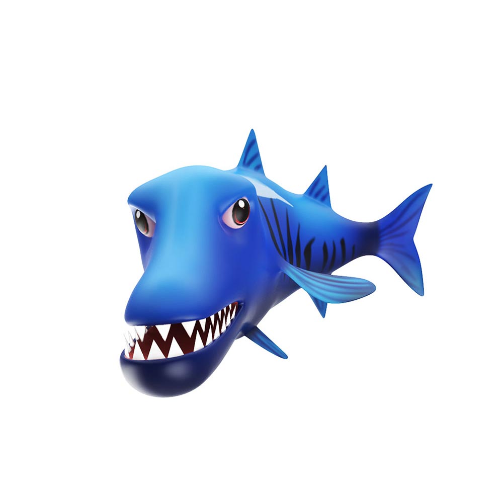 Giant Barracuda fish Animated low poly 3d model