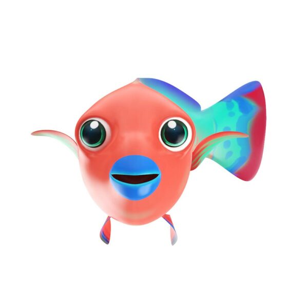 Parrot fish animated low poly 3d model