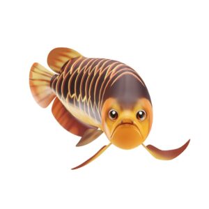 Asian Arowana fish animated lowpoly 3d model