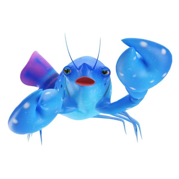 Blue Cray fish animated lowpoly 3d model