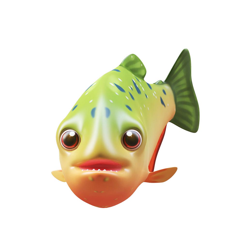 Red Piranha fish animated toon 3d model