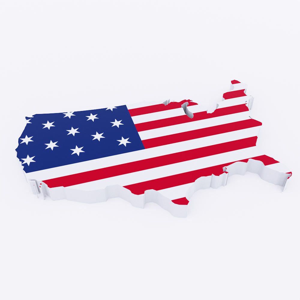 America country flag map 3d model