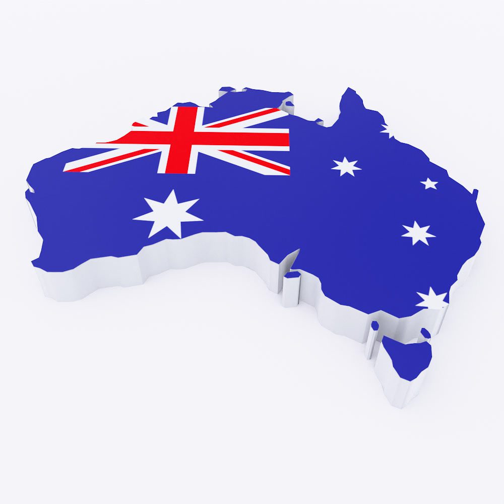 Australia country flag map 3d model