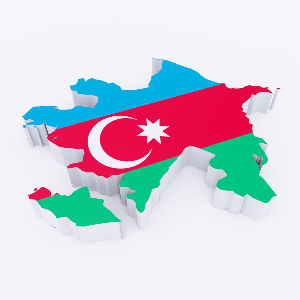 Azerbaijan country flag map 3d model