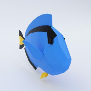 Blue tang fish low poly 3d model