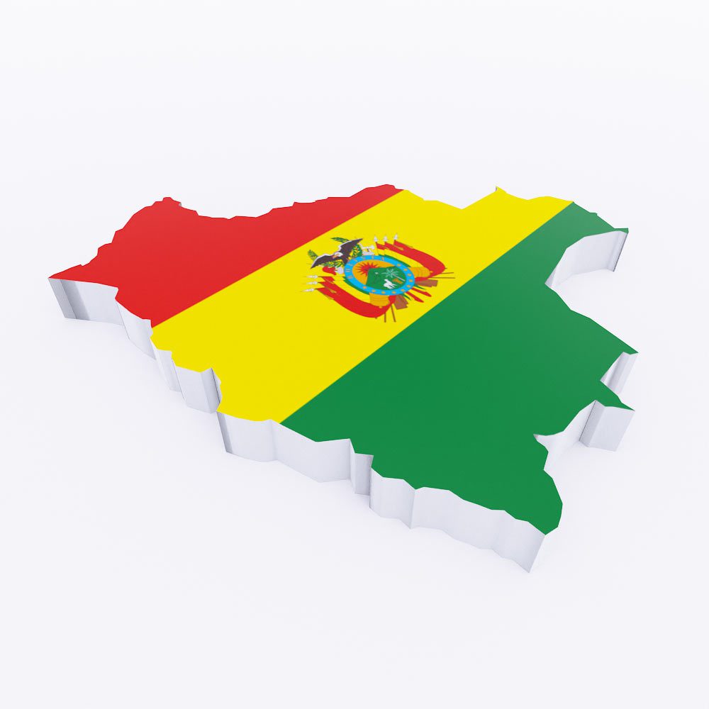 Bolivia country flag map 3d model
