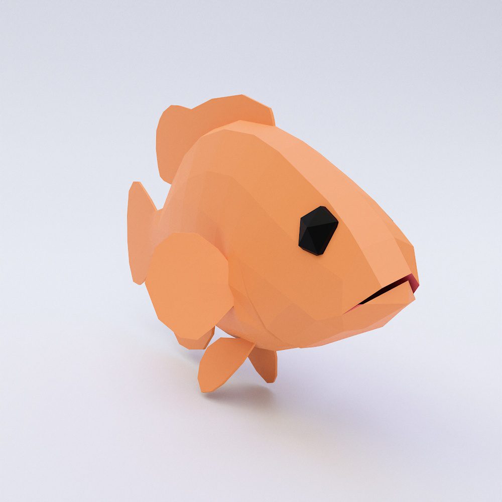 Brown striped fish low poly 3d model