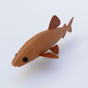 Brown trout fish low poly 3d model
