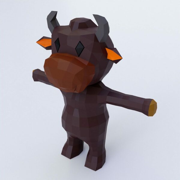 Baby cow cartoon 3d model