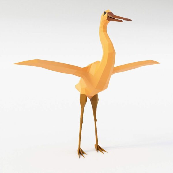 Crane bird low poly 3d model