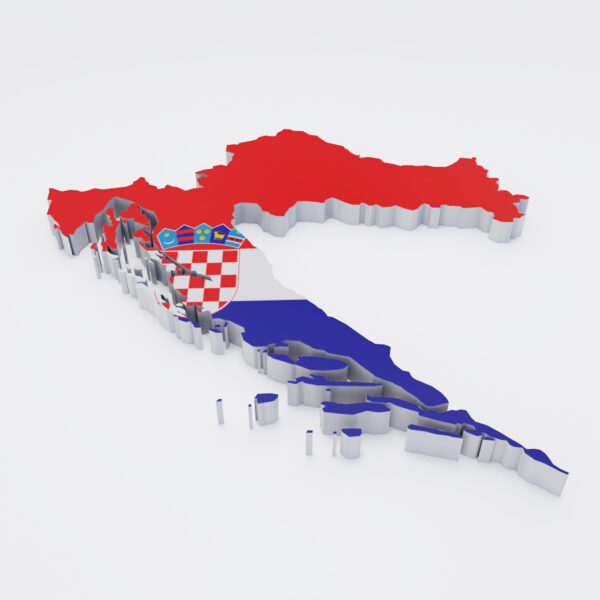 Croatia country flag map 3d model