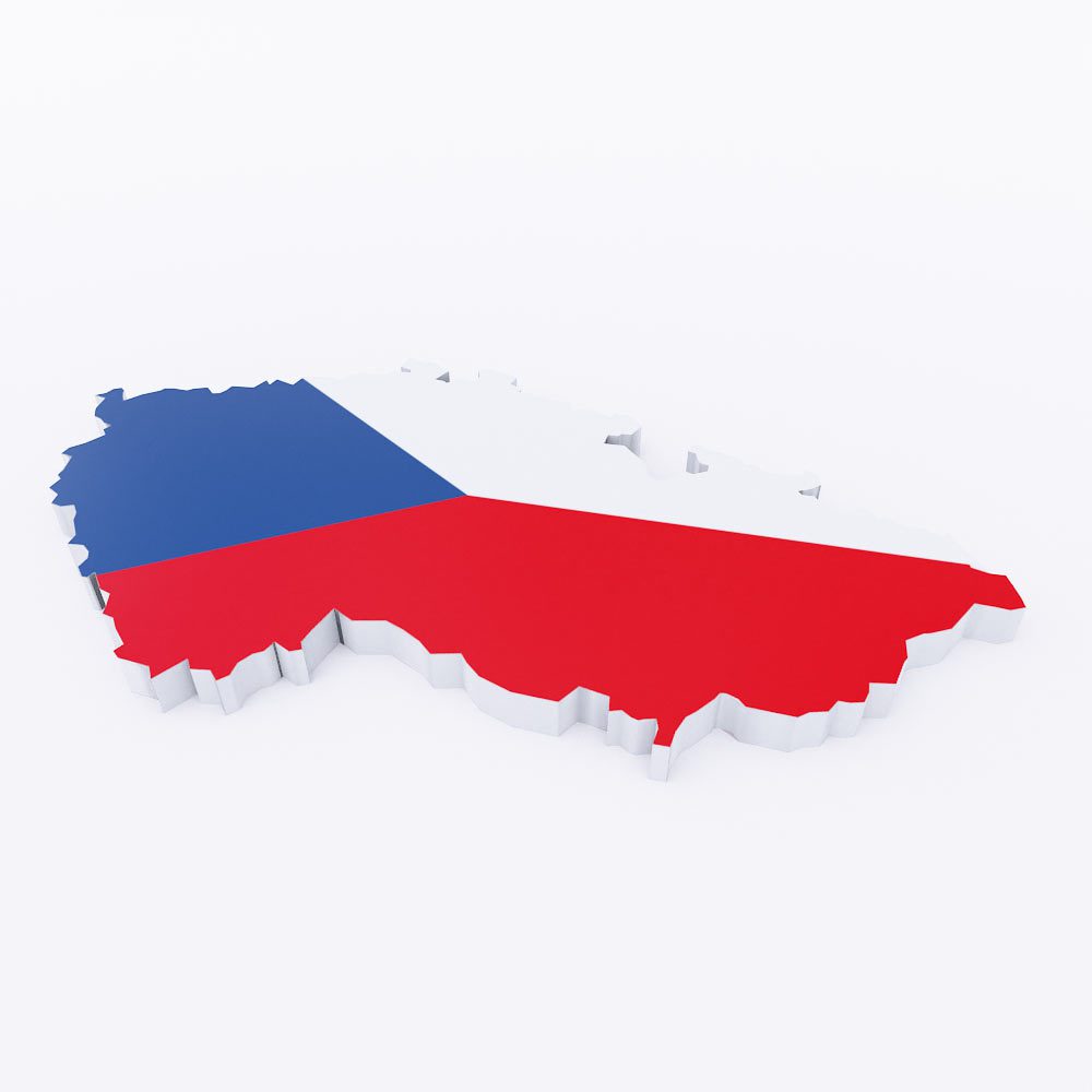 Czech Republic country flag map 3d model